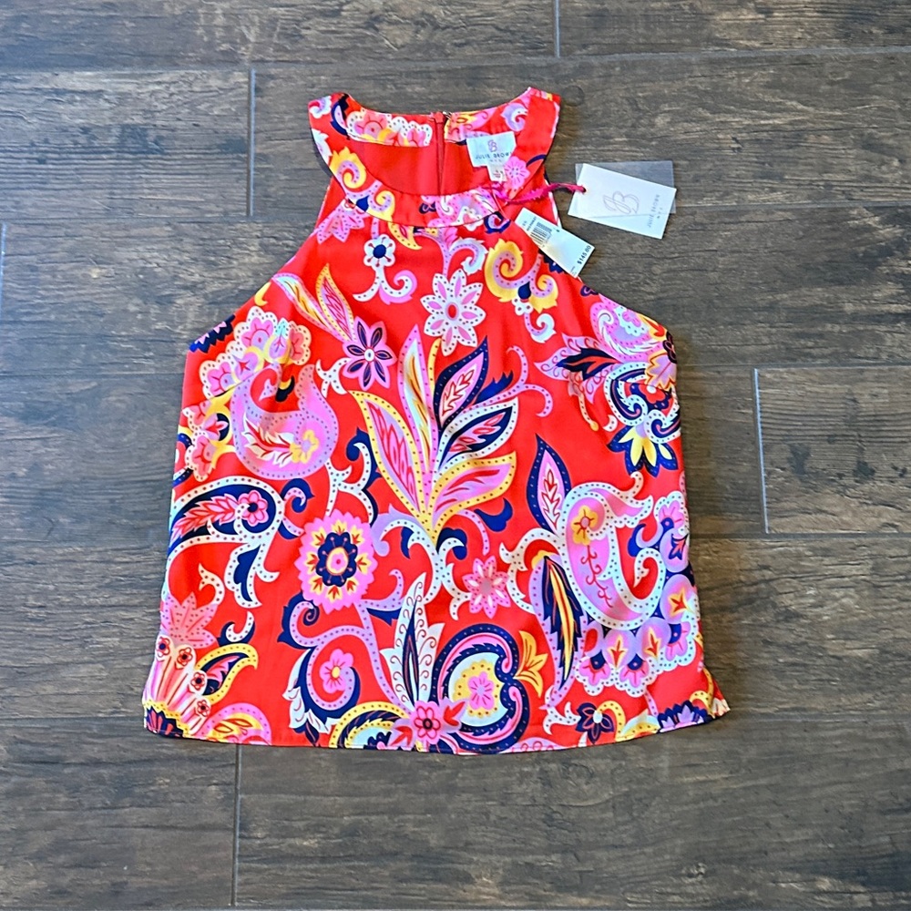 Julie Brown size 6 sleeveless orange printed top